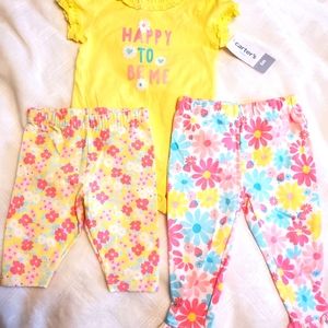 6 month carter's set shirt, floral capri and pant